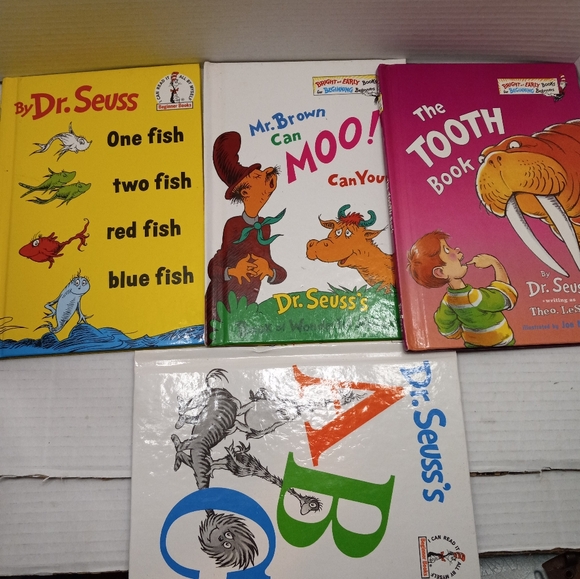 Dr. Seuss's Hard Cover Kid Books (ABC, One Fish, Moo, & Tooth) - Picture 1 of 12